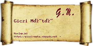 Giczi Máté névjegykártya