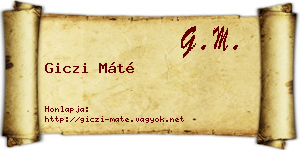 Giczi Máté névjegykártya